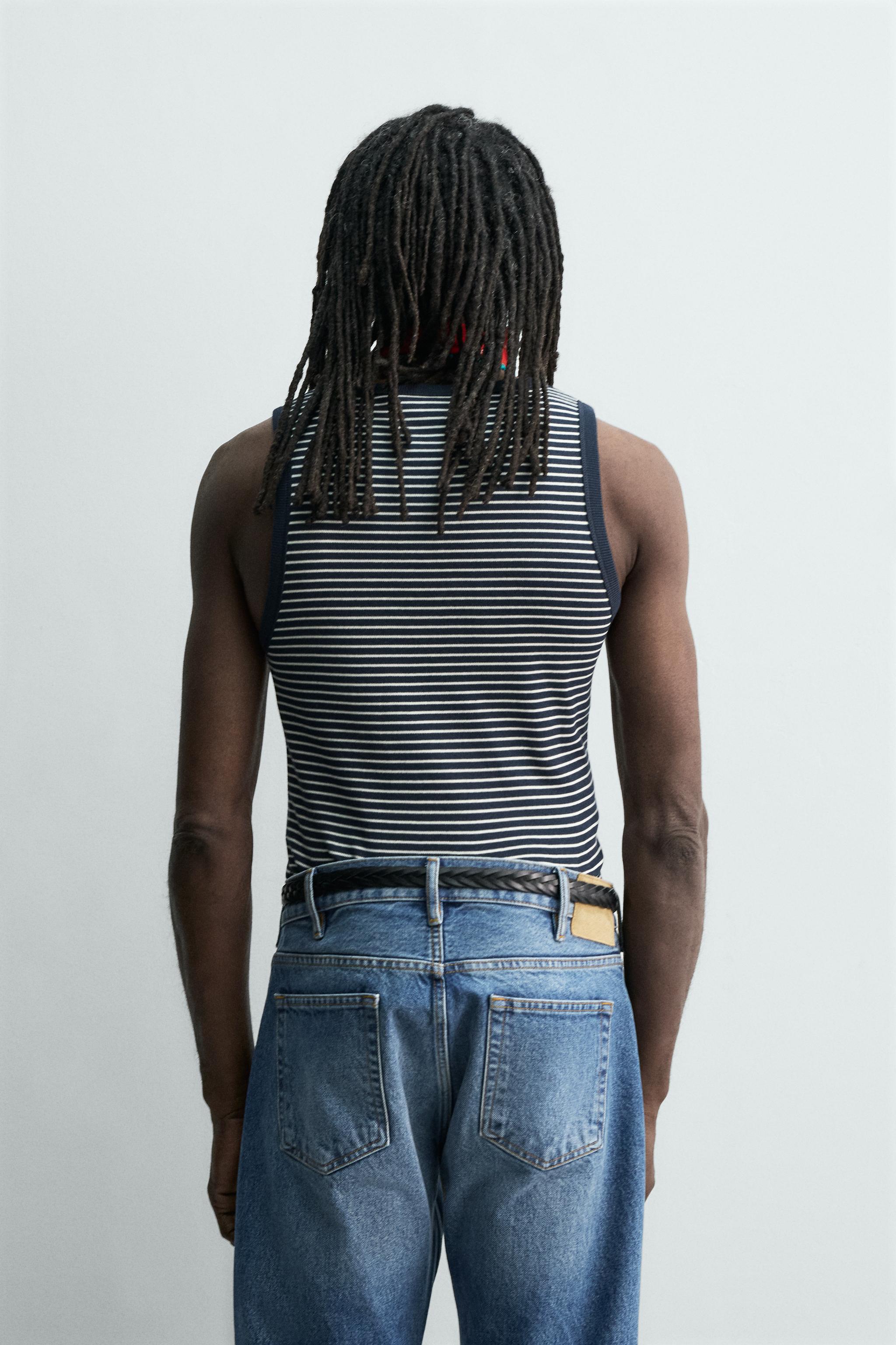 T-SHIRT SANS MANCHES JACQUARD RAYURES X AARON LEVINE